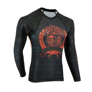 Men's Full Sleeve Rash Guard <b>Black</b> Red Skull Print <b>Compression</b> <b>Shirt</b> Quick Dry MMA BJJ Top - Product Image 3