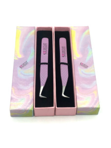 แหนบต่อขนตาเพิ่มวอลลุ่ม90องศาเคลือบผงสีม่วงแบบมืออาชีพอุปกรณ์เสริมความงามปรับแต่งโลโก้ได้ตามต้องการ - Product Image 2