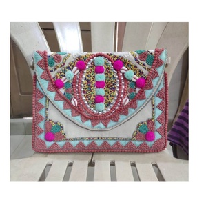 Indian Modern Bohemian Summer Embroidery Designer Handmade <b>Beaded</b> Messenger Bags Light Weight <b>Large</b> Capacity Women Evening Bags - Product Image 2