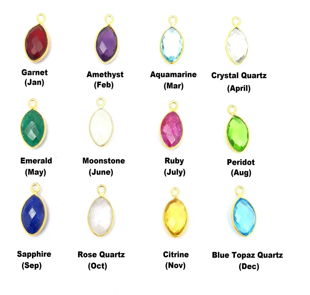 Gemstone Marquise Shape Bezel Set Birthstone Pendant