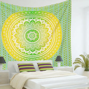 Tapices de Mandala Ombre indio, colcha colgante de pared Bohemia, manta de Picnic Hippie con patrón impreso, decoración de pared Hippie - Product Image 1