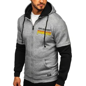 Men's Zip Hoodie with Earphones Grey custom hoodies and men's sweatshirts