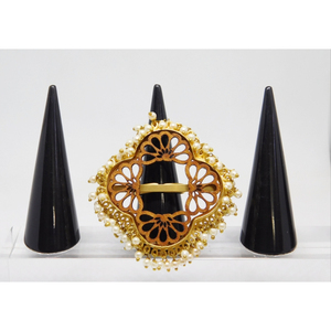 Anillo de latón chapado en oro para mujer y niña, sortija de madera hecha a mano, diseño a la moda, novedad, venta al por mayor - Product Image 3