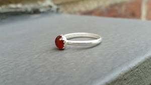 92.5 Sterling Silver With Gold Polished Natural Orange Carnelian Gemstone Smooth Round Shape Handmade <b>Finger</b> <b>Ring</b> - Product Image 3