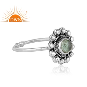 Anillo de plata de primera ley con gema de turmalina para mujer, sortija, plata esterlina 925, Gema verde, estilo étnico, hecho a mano - Product Image 2