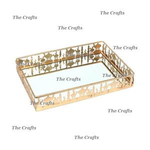 Bandeja islámica de forma redonda de la mejor calidad Bandeja de postre de Ramadán de color dorado de metal hecha a mano para uso especial Eid - Product Image 4