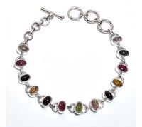 Modernes Design Natürliches Multi Turmalin Edelstein Handgemachtes Armband 925 Sterling Silber Schmuck Großhandels preis