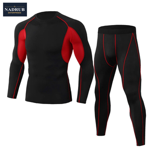 <b>Men's</b> Sports Tight Elastic <b>Compression</b> Gym Trousers and <b>Shirts</b> Set Quick Dry Lightweight Polyester/Nylon - Product Image 4