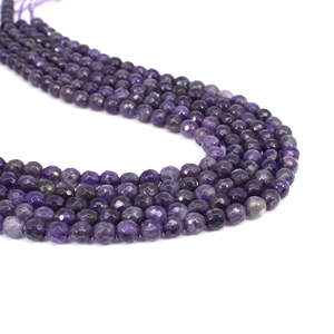 ลูกปัดพลอยสีม่วงธรรมชาติขนาด5-6มม. ขนาด15นิ้วสำหรับทำเครื่องประดับ - Product Image 1