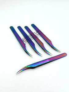 Pince à épiler professionnelle d'extension de cils Plasma arc-en-ciel complet d'isolation de meilleure conception outil de beauté en acier inoxydable de Logo personnalisé - Product Image 3