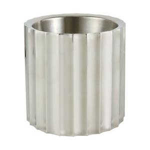 Cubo de hielo de acero inoxidable con diseño de flores en relieve de forma redonda hecho a mano - Product Image 1