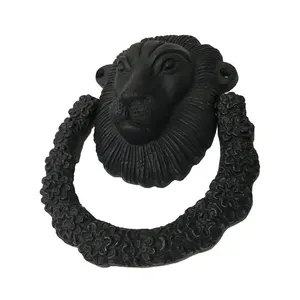 Aldaba de puerta de hierro fundido de estilo antiguo moderno Vintage diseño de cara de león Material de latón duradero para accesorios de ventana de hogar de Hotel - Product Image 1