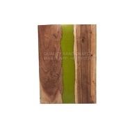 Bois d'acacia vert fait à la main de haute qualité et planche de service en résine époxy bloc à découper pour un usage commercial - Product Image 2