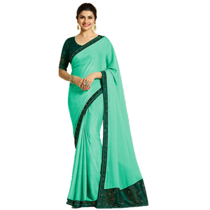 Ropa de fiesta Saree boda India tradicional mujer desgaste piedra perla trabajo encaje borde gasa telas con atractiva piedra blusa ApparelGarment - Product Image 6