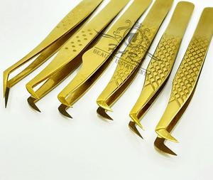 Pinces à cils finition or, pointes en fibre, pinces à cils pour extensions, pinces à cils marque privée, ensemble de pinces à cils, fournitures pour cils - Product Image 6