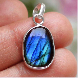 Violet naturel labradorite bracelets pierres précieuses bougeoir argent lettre pendentif 925 en argent sterling lunette ébauches pendentif - Product Image 5