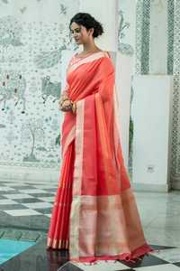 Saree de lino puro tradicional indio para mujer, nuevo diseño tejido, ropa de boda, proveedor de India, 2022 - Product Image 3