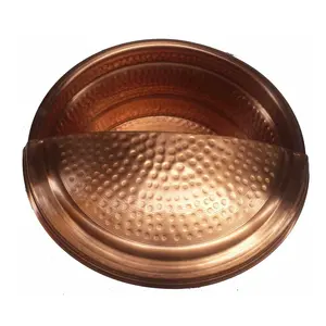 Bol de thérapie des pieds en cuivre avec travail martelé Meilleure qualité Équipement de beauté et de soins personnels Conception simple avec couvercle Fabriqué en Inde - Product Image 4