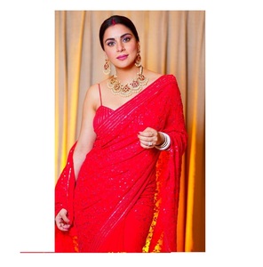 Nouvelle tenue de soirée, fausse GEORGETTE, ton à ton à paillettes brodées, travail, dentelle, chemisier en tissu fantôme, - Product Image 1