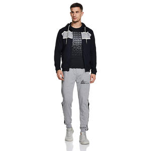 Chándales de gimnasio para hombre en color de contraste con cremallera chándal con capucha con servicio OEM - Product Image 4