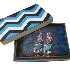 Direct Factory Sale High Quality Blue <b>White</b> Resin Mix Design Jewelry <b>Box</b> / <b>Gift</b> <b>Box</b> - Product Image 1