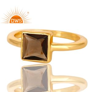 แหวนควอทซ์สโมควอทซ์สโมคกี้ธรรมชาติทำด้วยมือแหวนดีไซน์สี่เหลี่ยมเงินแท้สำหรับผู้ผลิตเครื่องประดับผู้หญิง - Product Image 3