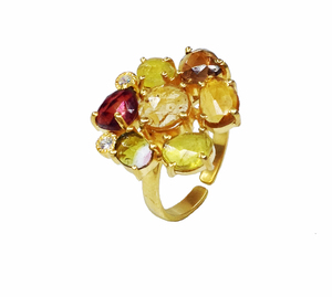 Vente en gros de diamant plaqué or, anneaux en pierre précieuse Multi Tourmaline, fait à la main, unisexe, vêtements quotidiens, vente en gros, 925 - Product Image 5