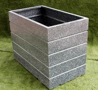 Pot de fleurs carré en fibre de verre gris tacheté, grande taille, utilisation au sol, classique, léger, pour intérieur/extérieur