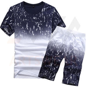 T-shirt et ensemble court pour hommes, vente en gros, sublimation 100% coton, logo personnalisé, col rond, haute qualité, été 2022 - Product Image 4