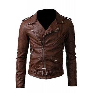 WEARS WORLD Veste en cuir de moto vintage pour homme en véritable peau d'agneau, coupe européenne - Imperméable et coupe-vent - Product Image 4