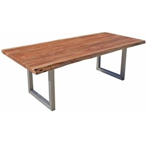 Industrial & Vintage Indian Iron Metal Solid Acacia Live Edge Wood Folding <b>Dining</b> <b>Table</b> for Hotels <b>Dining</b> Room Furniture - Product Image 1