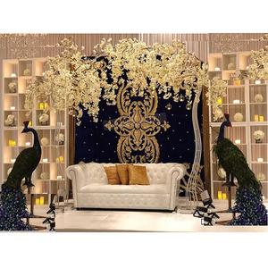Decoración elegante para escenario de boda, cortinas de estilo moderno, telón de fondo azul para escenario de boda - Product Image 1