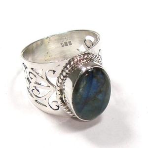 แหวนใส่นิ้วสไตล์โบฮีเมียนสีฟ้าประทับเงินสเตอร์ลิงแบบพิเศษแหวนใส่นิ้วตั้งขอบหินชิ้นเดียวสำหรับผู้หญิง - Product Image 3