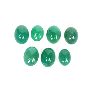 7 Piezas de Esmeralda Sakota Natural, Cabujón Ovalado de 12x9mm-14x11mm, 45.60 Quilates - Product Image 3