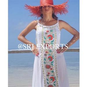 Recién refrescar llegada étnico indio diseños suelta ajuste vestido de volante largo vestido Sexy menos bordado de las mujeres Maxi vestido - Product Image 6