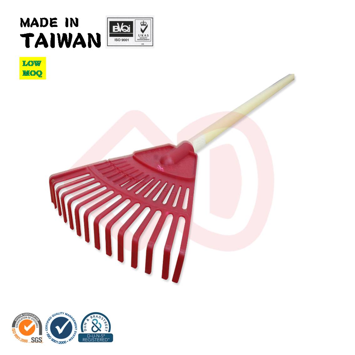 taiwan plastic metal handle garden rake