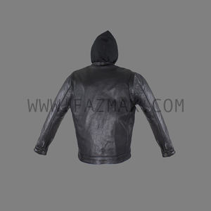 Chemise en cuir avec manches amovibles et sweat à capuche - Product Image 5