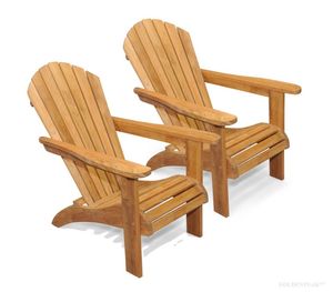 Chaise de jardin en teck Adirondack moderne en bois massif durable pour usage extérieur, cour et parc, mobilier d'extérieur - Product Image 2
