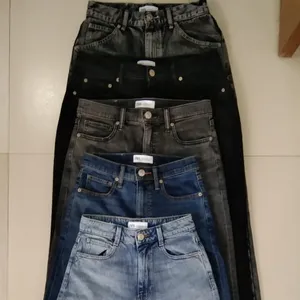 Overgebleven Apparels Womens Dames Denim Mom Jeans High Rise Comfy Casual Katoenen Broek Broek Met Zakken Bangladesh Voorraad Veel