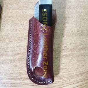 Trapper Damascus <b>Knives</b> Leather Sheath Packing With Wood <b>Box</b> - Product Image 4