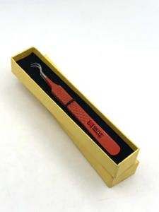 Pinzas profesionales de Extensión de pestañas de acero inoxidable de doble curva Logotipo personalizado Instrumentos de belleza Recubrimiento de polvo naranja oscuro - Product Image 6