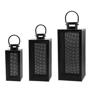 Modern Metal Candle Holder in <b>Black</b> <b>Lantern</b> - Product Image 1