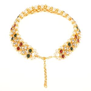 Tobillera nupcial de boda con perlas de Kundan chapadas en oro, joyería de pie para niña - Product Image 3