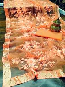 Tissu de styliste indien pour femmes, nouvelle tenue de fête design dernier modèle brodée de perles lourdes, bijoux en filet georgette avec chemisier, - Product Image 2