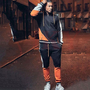 Survêtement à blocs de couleurs bicolores avec logo personnalisé pour hommes survêtement homme avec fermeture éclair - Product Image 5