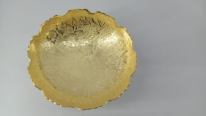 Bol de service plaqué or, article cadeau, bol au design unique, bol à fruits secs en or - Product Image 2