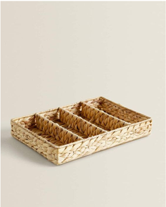 Best Choice Water Hyacinth Cane <b>Kitchen</b> Cutlery Basket Caddy With Holder From Vietnam - Product Image 3