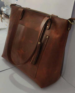 Fourre-tout en cuir véritable pleine fleur marron pour été hiver printemps et automne cadeau parfait pour elle - Product Image 4