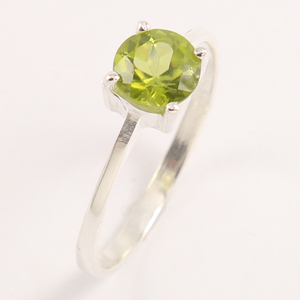 Bague en argent sterling 925 avec pierre précieuse naturelle en péridot sertie en bélière, pierre de naissance d'août, cadeau de mariage, de fête, de mode pour femmes et filles - Product Image 1