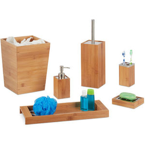 Bamboo Soap Dispenser <strong>and</strong> Dish <strong>Toilet</strong> <strong>Brush</strong> Toothbrush Holder Tray <strong>Bin</strong> 6-Piece <strong>Bathroom</strong> <strong>Set</strong> - Product Image 6